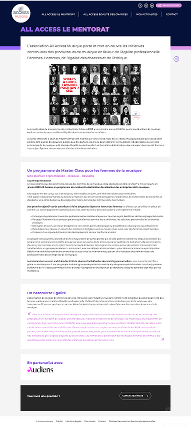 All Access Musique page